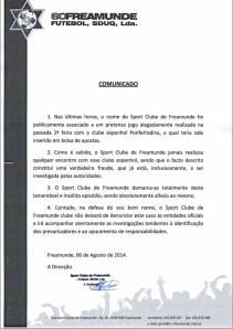 Il comunicato del Freamunde