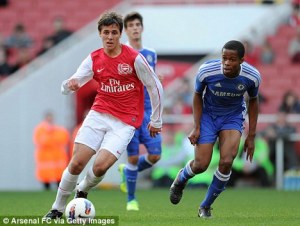 Alban Banjaku con la maglia delle giovanili dell'Arsenal